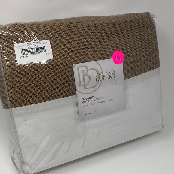 Ballard Designs Tailored Box Spring Cover Full Tan Burlap NWT $79 - Picture 1 of 3